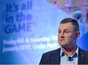 7 January 2017; Dublin Ladies Football coach Mick Bohan speaking at the GAA Annual Games Development Conference in Croke Park, Dublin. Photo by Seb Daly/Sportsfile