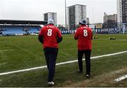 7 January 2017; Racing 92 staff walk to the pitch prior to the European Rugby Champions Cup Pool 1 Round 1 match between Racing 92 and Munster at the Stade Yves-Du-Manoir in Paris, France. Photo by Stephen McCarthy/Sportsfile