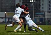 7 January 2017; Ronan O’Mahony of Munster is tackled by Xavier Chauveau, left, and Casey Laulala of Racing 92 during the European Rugby Champions Cup Pool 1 Round 1 match between Racing 92 and Munster at the Stade Yves-Du-Manoir in Paris, France. Photo by Stephen McCarthy/Sportsfile