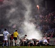 7 January 2017; Racing 92 and Munster packs scrum during the European Rugby Champions Cup Pool 1 Round 1 match between Racing 92 and Munster at the Stade Yves-Du-Manoir in Paris, France. Photo by Stephen McCarthy/Sportsfile