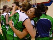 7 January 2017; Jazmen Boone of Courtyard Liffey Celtics celebrates with teammate Emma O'Connor after the Hula Hoops Women's National Cup semi-final match between DCU Mercy and Courtyard Liffey Celtics at the Neptune Stadium in Cork. Photo by Eóin Noonan/Sportsfile