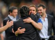 21 May 2011; Eoin Reddan, Leinster, celebrates with Eoin Sheriff following his side's victory. Heineken Cup Final, Leinster v Northampton Saints, Millennium Stadium, Cardiff, Wales. Picture credit: Ray McManus / SPORTSFILE