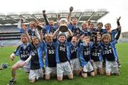 27 May 2011; The Scoil San Treasa team celebrate with the cup. Allianz Cumann na mBunscol Finals, Scoil San Treasa, Mount Merrion v Scoil Lorcáin, Monkstown, Croke Park, Dublin. Picture credit: Brian Lawless / SPORTSFILE