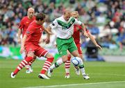 27 May 2011; Warren Freeney, Northern Ireland, in action against Chris Gunter, left, and Jack Collison, Wales. Carling Four Nations Tournament, Wales v Northern Ireland, Aviva Stadium, Lansdowne Road, Dublin. Picture credit: Matt Browne / SPORTSFILE