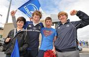 28 May 2011; Leinster supporters, from left, Dylan Stacey, Sean Long, Conor Matthews and Karlo O'Brien, from Dublin, before the game. Celtic League Grand Final, Munster v Leinster, Thomond Park, Limerick. Picture credit: Diarmuid Greene / SPORTSFILE