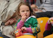 28 May 2011; A young Offaly supporter during the game. Leinster GAA Football Senior Championship First Round, Wexford v Offaly, O'Connor Park, Tullamore, Co. Offaly. Picture credit: Pat Murphy / SPORTSFILE