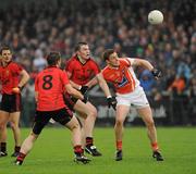 28 May 2011; Charlie Vernon, Armagh, in action against Kalum King, Down. Ulster GAA Football Senior Championship Quarter-Final, Armagh v Down, Morgan Athletic Grounds, Armagh. Picture credit: Oliver McVeigh / SPORTSFILE