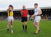29 May 2011; Referee Cathal McAllister with Antrim captain Eddie McCloskey, right, and Wexford captain Darren Stamp. Leinster GAA Hurling Senior Championship, Quarter-Final, Wexford v Antrim, Wexford Park, Wexford. Picture credit: Matt Browne / SPORTSFILE