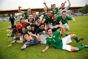 29 May 2011; Members of the Republic of Ireland squad celebrate their side's victory over Italy. The Republic of Ireland team has secured a place in the UEFA European Under-19 Championship final stages, to be held in Romania. UEFA Under 19 Championship Elite Round, Republic of Ireland v Italy, Kolobrzeg, Poland. Picture credit: Rory Geary / SPORTSFILE