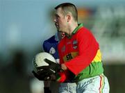 13 January 2002; Johnny Kavanagh of Carlow during the O'Byrne Cup semi-final match between Carlow and Laois at McCann Park in Portarlington, Laois. Photo by Damien Eagers/Sportsfile
