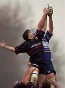 13 January 2002; Fabien Pelous of Toulouse contests a lineout with Leo Cullen of Leinster during the  Heineken Cup Pool 6 Round 6 match between Toulouse and Leinster at Stade Les Sept Denier in Toulouse, France. Photo by Brendan Moran/Sportsfile