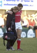 12 January 2002; Munster's Jeremy Staunton leaves the field with an injury during the Heineken Cup Pool 4 Round 6 match betweeen Castres and Munster at Stade Pierre Antoine in Castres, France. Photo by Brendan Moran/Sportsfile