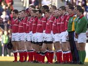 12 January 2002; The Munster team line up before the Heineken Cup Pool 4 Round 6 match betweeen Castres and Munster at Stade Pierre Antoine in Castres, France. Photo by Brendan Moran/Sportsfile