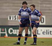 13 January 2002;  Shane Horgan, left, and Adam Magro of Leinster during the  Heineken Cup Pool 6 Round 6 match between Toulouse and Leinster at Stade Les Sept Denier in Toulouse, France. Photo by Brendan Moran/Sportsfile