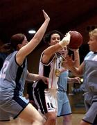25 January 2002; Carmel Kissane of Dart Killester in action against Lynda Tormey of Mercy Coolock during the ESB Women's National Cup semi-final between Mercy Coolock and Dart Killester at the ESB Arena in Tallaght, Dublin. Photo by Brendan Moran/Sportsfile