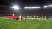 6 September 1995; Both team lineup prior to the UEFA European Championship Group 6 match between Austria and Republic of Ireland at the Ernst Happel Stadium in Vienna, Austria.