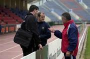25 January 2002; Stade coach John Connolly pictured with Peter Clohessy and Munster team manager Jerry Holland after training at the Stade Jean Bouin, Paris. Rugby. Picture credit; Matt Browne / SPORTSFILE *EDI*