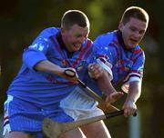 26 January 2002; Damien Fitzhenry of 2001 Eircell Vodafone GAA All-Stars, in action against Joe Deane of the 2000 Eircell GAA All-Stars during the Vodafone All Star tour at the Hurling Club of Argentina in Hurlingham, Buenos Aires, Argentina. Photo by Ray McManus/Sportsfile
