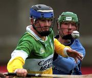 27 January 2002; Conor Gath of Offaly in action against Philip Brennan of Dublin during the Walsh Cup Quarter Final match between Offaly and Dublin at Parnell Park in Dublin. Photo by Damien Eagers/Sportsfile