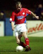 12 January 2002; Jonathan Minnock of Shelbourne during the FAI Carlsberg Cup 3rd Round match between Finn Harps and Shelbourne at Finn Park in Ballybofey, Donegal. Photo by David Maher/Sportsfile