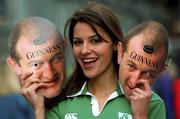2 February 2002; Model Natasha Byram, from Dublin, at a photocall to announce that Guinness, official beer sponsors to the Irish team rugby team, will distribute 10,000 facemask look-alikes of Irish rugby legend Peter Clohessy to supporters heading to the Ireland and Wales Six Nations Championship match at Lansdowne Road. Photo by Ray McManus/Sportsfile