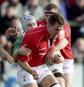 2 February 2002; Gareth Llewellyn of Wales is tackled by Andy Ward of Ireland during the &quot;A&quot; Rugby International match between Ireland A and Wales A at Musgrave Park in Cork. Photo by Brendan Moran/Sportsfile