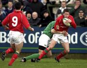 2 February 2002; Gareth Watt of Wales is tackled by John Kelly of Ireland during the &quot;A&quot; Rugby International match between Ireland A and Wales A at Musgrave Park in Cork. Photo by Brendan Moran/Sportsfile