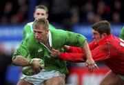 2 February 2002; Roger Wilson of Ireland is tackled by Hal Luscombe of Wales during the &quot;A&quot; Rugby International match between Ireland A and Wales A at Musgrave Park in Cork. Photo by Brendan Moran/Sportsfile