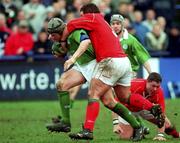 2 February 2002; Martin McPhail of Ireland is tackled by Adam Jones of Wales during the &quot;A&quot; Rugby International match between Ireland A and Wales A at Musgrave Park in Cork. Photo by Brendan Moran/Sportsfile