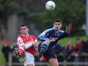3 February 2002; Kevin Grogan of UCD in action against Darragh Maguire of St. Patrick's Athletic during the Eircom League Premier Division match between UCD and St Patrick's Athletic at Belfield Park in UCD, Dublin. Photo by Pat Murphy/Sportsfile