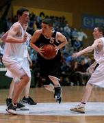 4 February 2002; Simon Flynn of Belvedere in action against Eoin McDermott of CBS Naas during the Bank of Ireland Schools Cup U-16 B Final between Belvedere College, Dublin and CBS Naas, Kildare at ESB Arena in Tallaght, Dublin. Basketball. Photo by Brendan Moran/Sportsfile