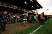 3 February 2002; Mick Galwey of Ireland leads his side out to the pitch ahead of the Lloyds TSB Six Nations Championship match between Ireland and Wales at Landsdowne Road in Dublin. Photo by Matt Browne/Sportsfile