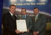 4 February 2002; Pictured at the AIB GAA Club of the Year Awards 2001 in Croke Park are Eugene Sheehy, Managing Director AIB, President of the GAA Sean McCague, John Cllifford of Cumann Naomh Mhuire who won the Sligo Club of the Year Award at Croke Park in Dublin. Photo by Ray McManus/Sportsfile