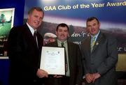 4 February 2002; Pictured at the AIB GAA Club of the Year Awards 2001 in Croke Park are Eugene Sheehy, Managing Director AIB, President of the GAA Sean McCague, Charlie Reynolds of Kilglass Gaels  who won the Roscommon Club of the Year Award at Croke Park in Dublin. Photo by Ray McManus/Sportsfile