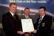 4 February 2002; Pictured at the AIB GAA Club of the Year Awards 2001 in Croke Park are Eugene Sheehy, Managing Director AIB, President of the GAA Sean McCague, Bernard Brannigan of CLG An Ruan Mhor who won the Waterford Club of the Year Award at Croke Park in Dublin. Photo by Ray McManus/Sportsfile