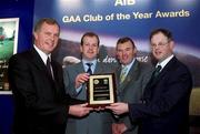 4 February 2002; Pictured at the AIB GAA Club of the Year Awards 2001 in Croke Park is Eugene Sheehy, Managing Director AIB and GAA President Sean McCague who presented the AIB Connaught Club of the Year Award to Cumann Naomh Mhuire representatives John Clifford, second from left, and Cathal O'Donnell, right, at Croke Park in Dublin. Photo by Ray McManus/Sportsfile