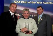 4 February 2002; Pictured at the AIB GAA Club of the Year Awards 2001 in Croke Park are Eugene Sheehy, Managing Director of AIB, Sean McCague, President of the GAA, Arthur McCallan of Naomh Colmcille who won the Volunteer Recognition Award at Croke Park in Dublin. Photo by Ray McManus/Sportsfile