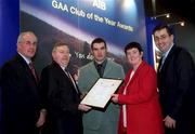 4 February 2002; Pictured at the AIB GAA Club of the Year Awards 2001 in Croke Park are Sean Walsh, Kerry County Board, Pat Healy of Kerins O'Rahilly, Barry O'Shea of AIB, Martina Griffen of Kerins O'Rahilly and Pat McTigue of AIB as  Kerins O'Rahilly were presented with the Kerry Club of the Year Award at Croke Park in Dublin. Photo by Ray McManus/Sportsfile