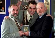 4 February 2002; Carlow's Éire Óg CLG is the AIB GAA Club of the Year for 2001 pictured from left John Farrell, Turlough O'Brien and Eugene Kelly at Croke Park in Dublin. Photo by Ray McManus/Sportsfile