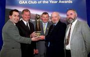 4 February 2002; Pictured at the AIB GAA Club of the Year Awards 2001 in Croke Park where Eire Og are presented with the 2001 AIB Club of the Year Award is Turlough O'Brien, Eugene Sheehy, Managing Director AIB, Sean McCague, President of the GAA, Eugene Kelly and John Farrell at Croke Park in Dublin. Photo by Ray McManus/Sportsfile
