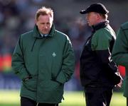 3 February 2002; Ireland head coach Eddie O'Sullivan, left,with assistant coach Declan Kidney during the Lloyds TSB Six Nations Championship match between  Ireland and Wales at Landsdowne Road in Dublin. Photo by Matt Browne/Sportsfile