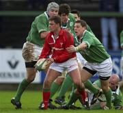 2 February 2002; Adrian Durston of Wales is tackled by Jason Holland of Ireland during the &quot;A&quot; Rugby International match between Ireland A and Wales A at Musgrave Park in Cork. Photo by Brendan Moran/Sportsfile