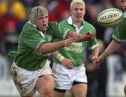 2 February 2002; Paul Shields of Ireland during the &quot;A&quot; Rugby International match between Ireland A and Wales A at Musgrave Park in Cork. Photo by Brendan Moran/Sportsfile