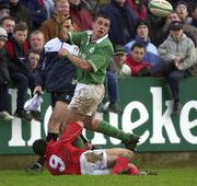 2 February 2002; Alan Quinlan of Ireland is tackled by Gareth Cooper of Wales during the &quot;A&quot; Rugby International match between Ireland A and Wales A at Musgrave Park in Cork. Photo by Brendan Moran/Sportsfile