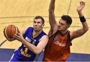 7 January 2017; Neil Baynes of UCD Marian goes for a layup ahead of Eoghain Kiernan of Pyrobel Killester during the Hula Hoops Men's National Cup semi-final match between Pyrobel Killester and UCD Marian at the Neptune Stadium in Cork. Photo by Brendan Moran/Sportsfile