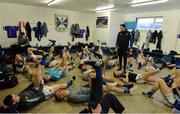 8 January 2017; The Cavan squad warm-up in the changing rooms before the Bank of Ireland Dr. McKenna Cup Section C Round 1 match between Cavan and Tyrone at Kingspan Breffni Park in Cavan. Photo by Oliver McVeigh/Sportsfile