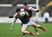 8 January 2017; Liam Irwin of Mayo in action against Aaron O'Connor of NUIG during the Connacht FBD League Section A Round 1 match between Mayo and NUI Galway at Elvery's MacHale Park in Castlebar, Co. Mayo. Photo by David Maher/Sportsfile