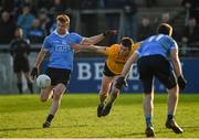 8 January 2017; Conor McHugh of Dublin in action against Barry Kerr of DCU during the Bord na Mona O'Byrne Cup Group 1 Round 1 match between Dublin and DCU Dochas Eireann at Parnell Park in Dublin.  Photo by Cody Glenn/Sportsfile