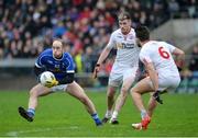 8 January 2017; Paul O'Connor of Cavan in action against Declan McClure, centre, and Tiernan McCann of Tyrone during the Bank of Ireland Dr. McKenna Cup Section C Round 1 match between Cavan and Tyrone at Kingspan Breffni Park in Cavan. Photo by Oliver McVeigh/Sportsfile