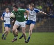 8 January 2017;Tom Clarke of Fermanagh in action against Colin Walsh of Monaghan during the Bank of Ireland Dr. McKenna Cup Section B Round 1 match between Monaghan and Fermanagh at St Tiernach's Park in Clones, Co. Monaghan. Photo by Philip Fitzpatrick/Sportsfile